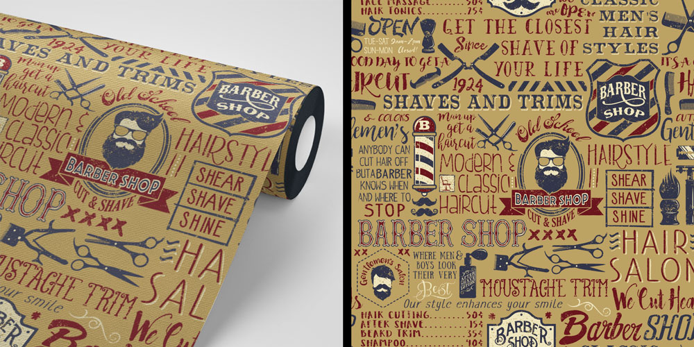 Retro Barber Shop Temalı Kuaför Duvar Kağıdı 5684