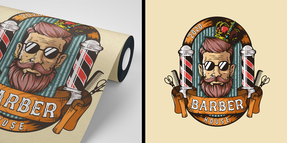 Barber House Logolu Berber Duvar Dekoru Duvar Kağıdı 5696