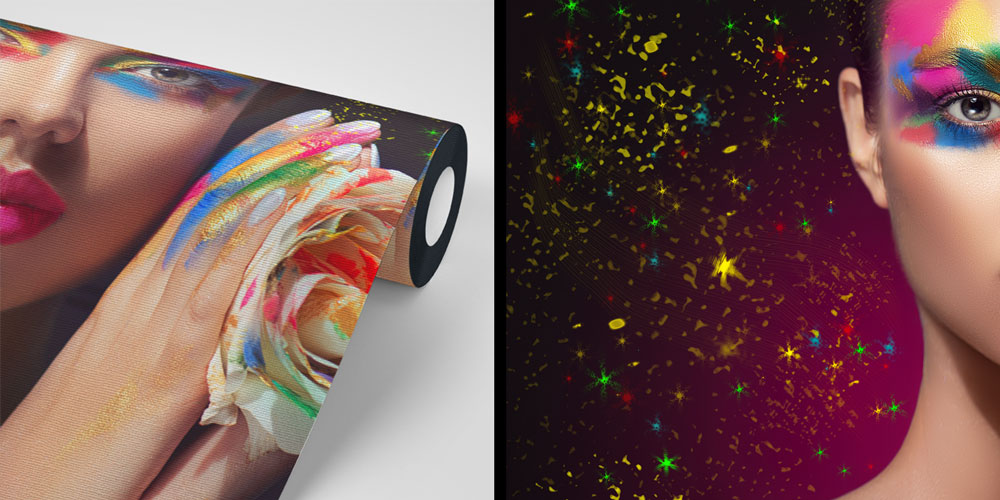 Renk Patlaması Temalı Kadın Portreli Kuaför Duvar Kağıdı 5700