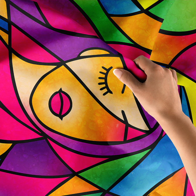 kuafor-duvar-dekor-5750-04 Renkli Mozaik Kadın Silüeti Kuaför Duvar Örtüsü 5750