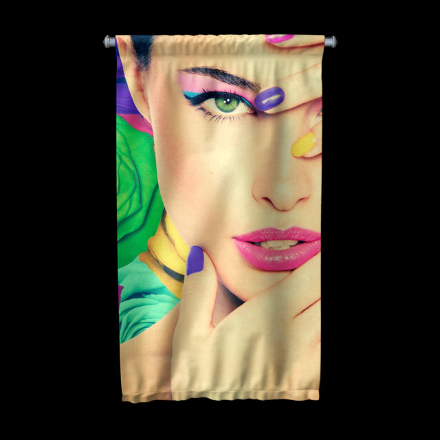 Renkli Makyaj Temalı Kadın Portre Tasarımlı Kuaför Duvar Flaması Kumaş Baskı 5760