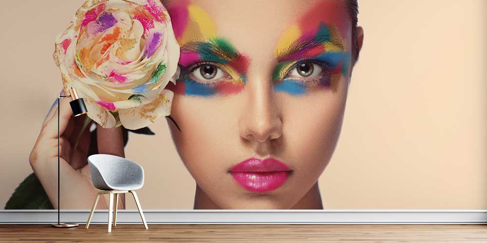 Renkli Makyaj Temalı Kadın Portreli Kuaför Duvar Kağıdı 5699