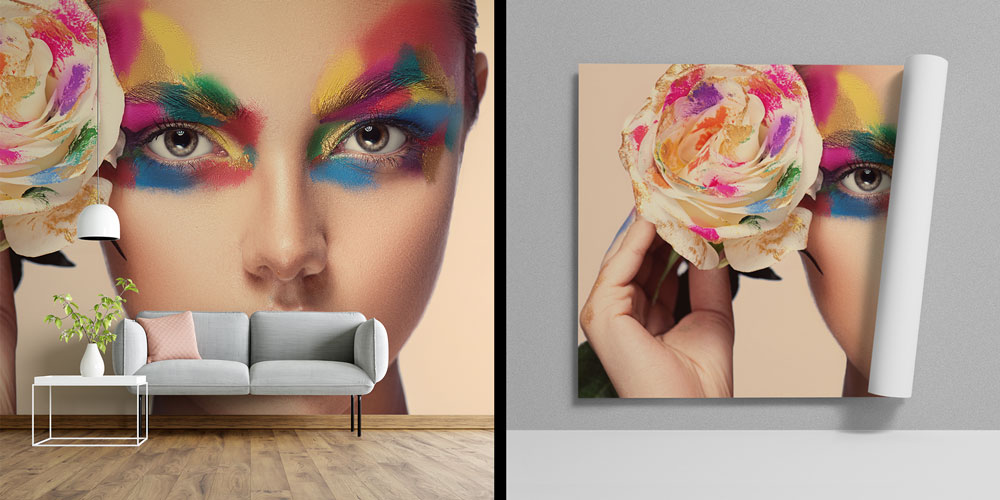 Renkli Makyaj Temalı Kadın Portreli Kuaför Duvar Kağıdı 5699