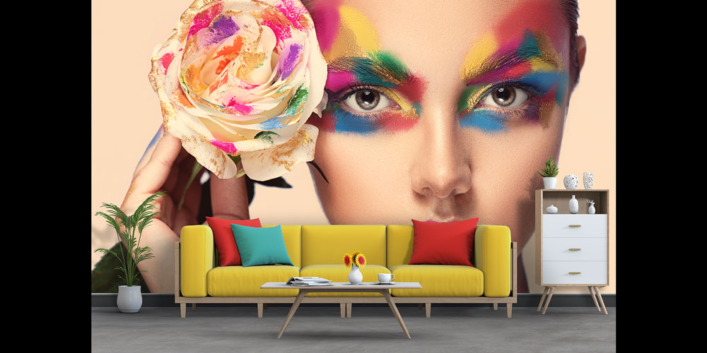 Renkli Makyaj Temalı Kadın Portreli Kuaför Duvar Kağıdı 5699