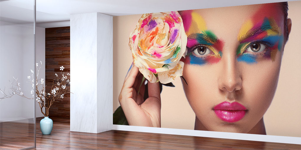 Renkli Makyaj Temalı Kadın Portreli Kuaför Duvar Kağıdı 5699