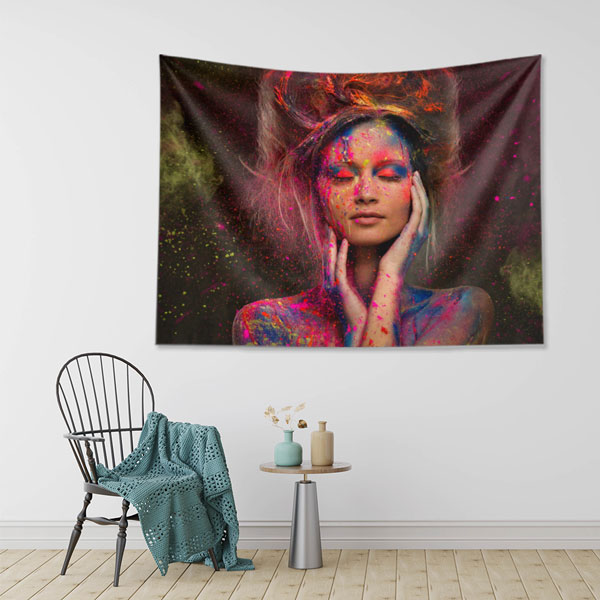 Renk Patlamalı Sanatsal Kadın Portreli Kuaför Duvar Örtüsü 5716