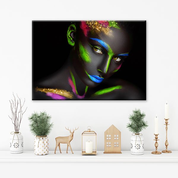 Renkli Işık Efektli Kadın Portresi Kuaför Kanvas Tablo – 5637