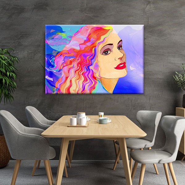 Renkli Kadın Portresi Kuaför Kanvas Tablo – 5631