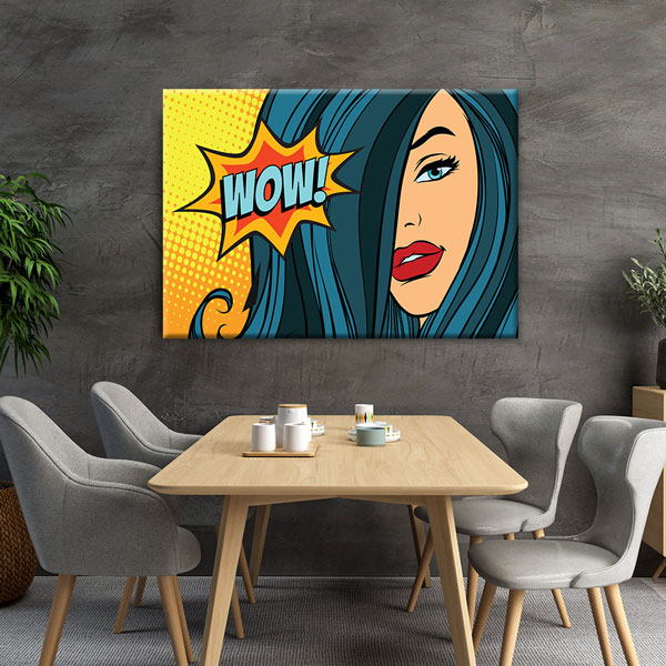 Pop Art Kadın Temalı WOW Kuaför Duvar Tablosu – 5656