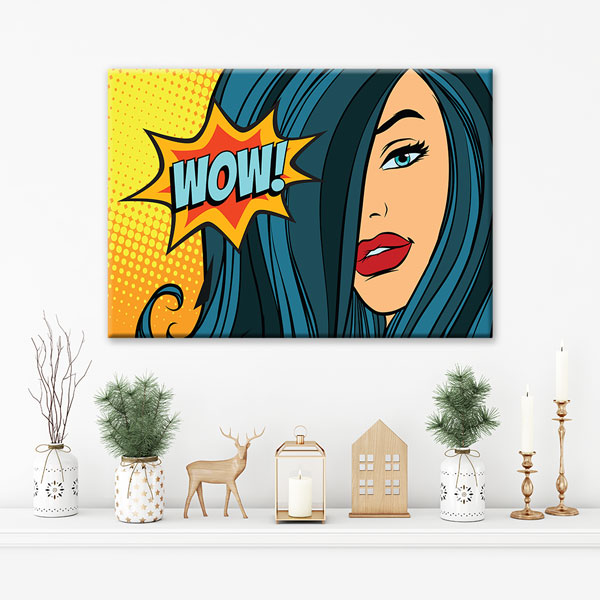 Pop Art Kadın Temalı WOW Kuaför Duvar Tablosu – 5656