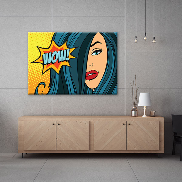 Pop Art Kadın Temalı WOW Kuaför Duvar Tablosu – 5656