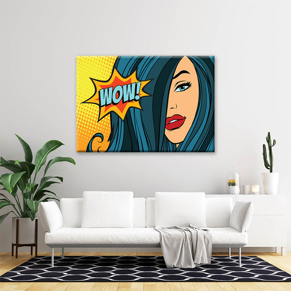 Pop Art Kadın Temalı WOW Kuaför Duvar Tablosu – 5656