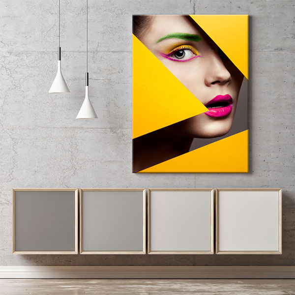 Geometrik Desenli Renkli Kadın Portresi Kuaför Duvar Tablosu – 5675