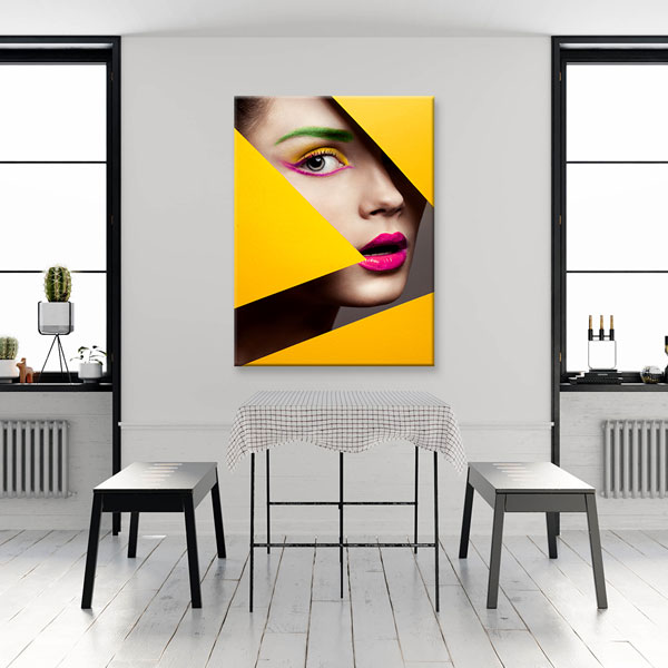 Geometrik Desenli Renkli Kadın Portresi Kuaför Duvar Tablosu – 5675