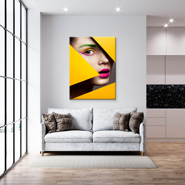 Geometrik Desenli Renkli Kadın Portresi Kuaför Duvar Tablosu – 5675