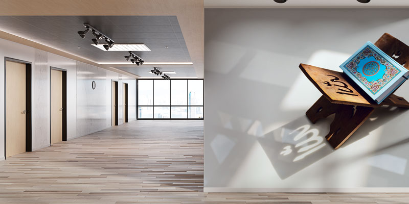 Kur’an-ı Kerim Kitaplık Üzerinde İslami Duvar Kağıdı 10492