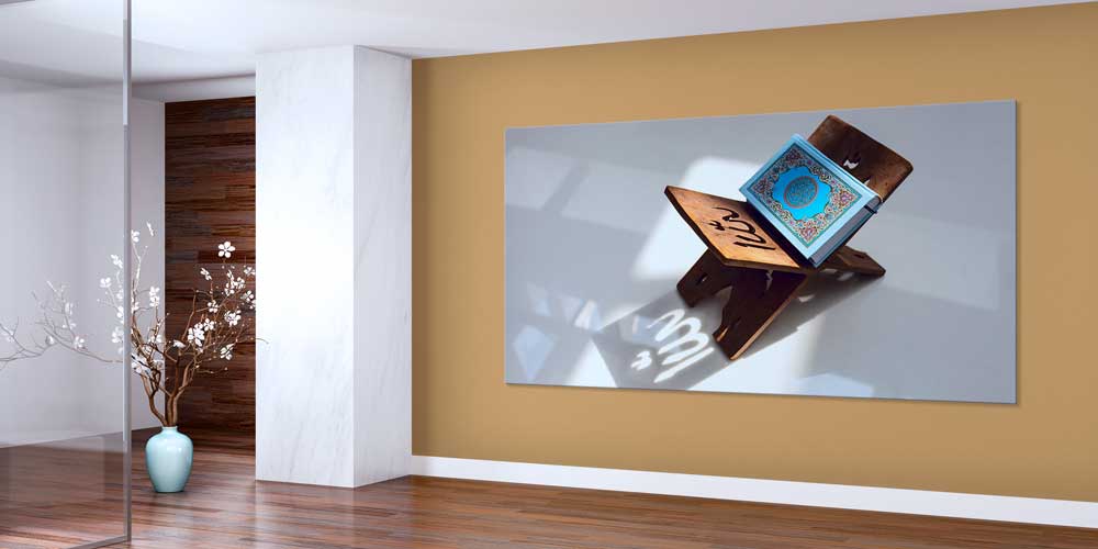 kuran-duvar-tablolar-11448-03 Kur’an-ı Kerim ve Rahle Temalı Büyük Ebatlı Duvar Dekoru – 11448