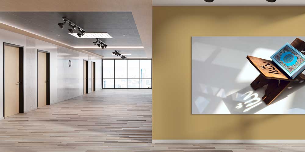 kuran-duvar-tablolar-11448-04 Kur’an-ı Kerim ve Rahle Temalı Büyük Ebatlı Duvar Dekoru – 11448