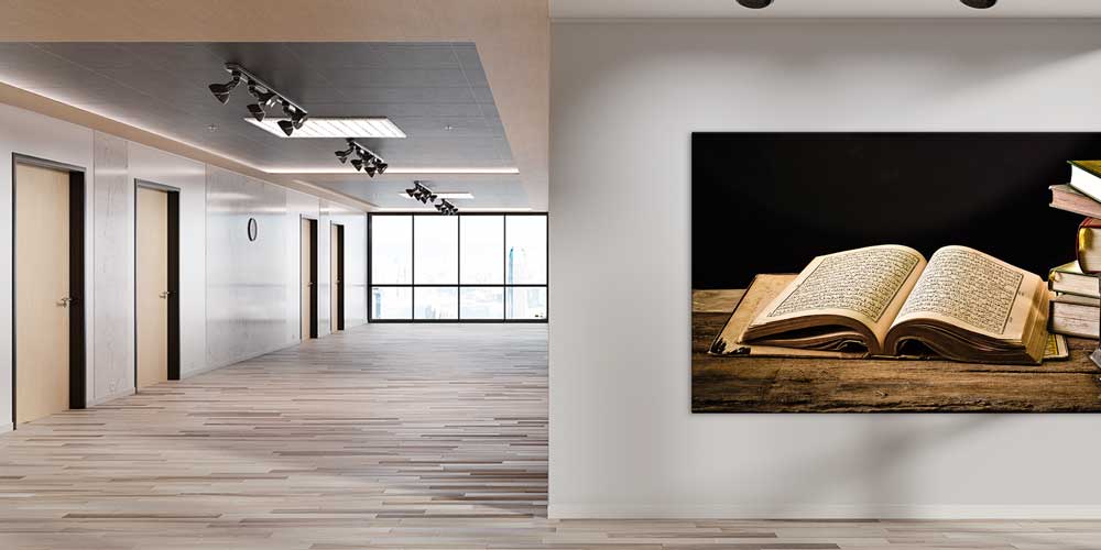 Kur’an-ı Kerim ve Kitaplar Konseptli Büyük Ebatlı Duvar Dekoru – 11452