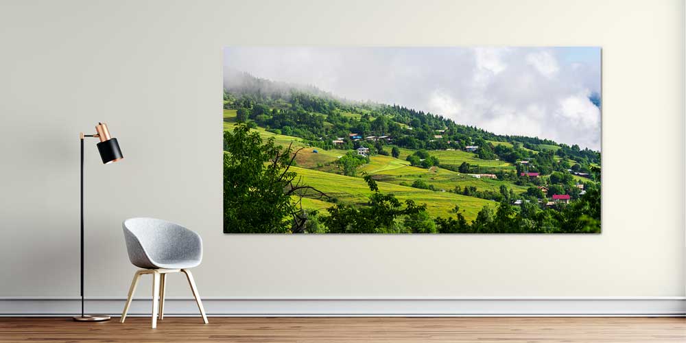 Yeşil Tepeler ve Yayla Evleri Panorama Büyük Ebatlı Duvar Dekoru 11957