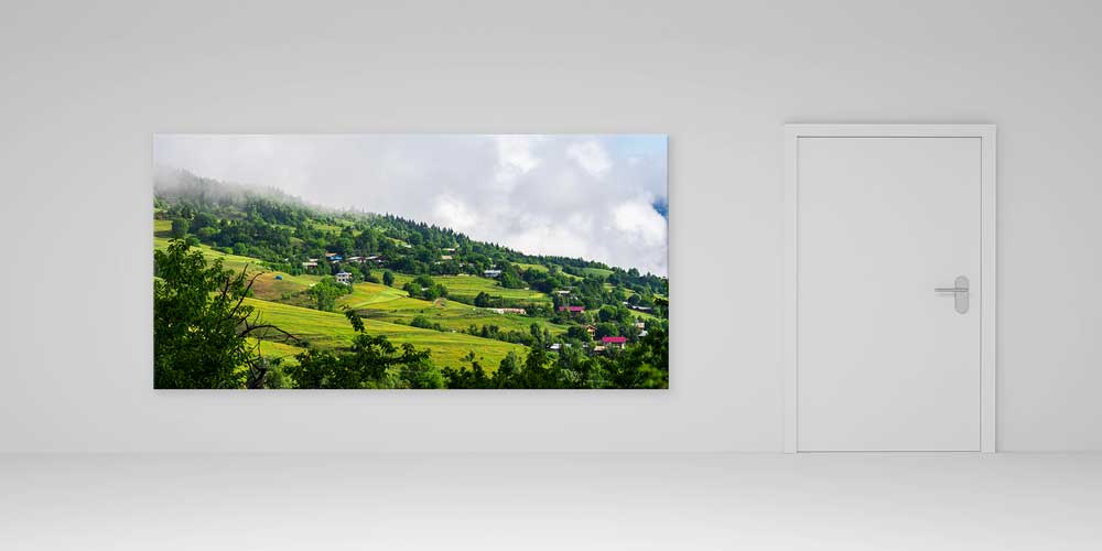 Yeşil Tepeler ve Yayla Evleri Panorama Büyük Ebatlı Duvar Dekoru 11957