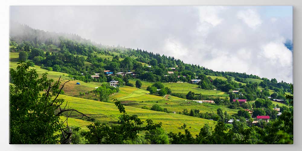 Yeşil Tepeler ve Yayla Evleri Panorama Büyük Ebatlı Duvar Dekoru 11957