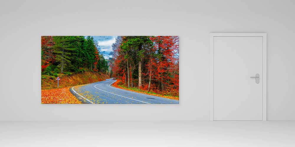 Sonbahar Orman Yolu Manzaralı Büyük Ebatlı Duvar Dekoru 11924