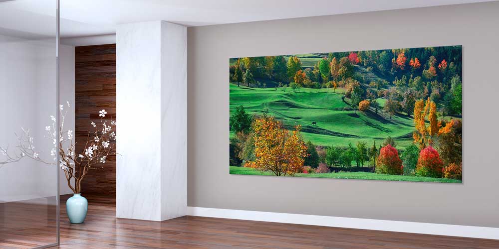 Sonbahar Renkleriyle Yeşil Tepeler Büyük Ebatlı Duvar Dekoru 11941