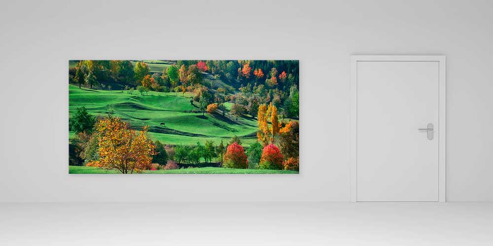 Sonbahar Renkleriyle Yeşil Tepeler Büyük Ebatlı Duvar Dekoru 11941