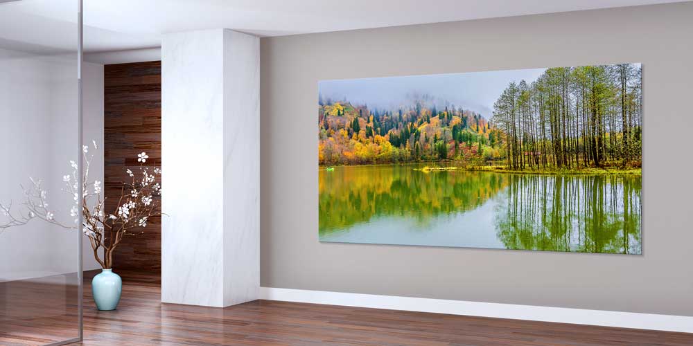 Göl Yansımalı Sonbahar Ormanı Panorama Büyük Ebatlı Duvar Dekoru 11944
