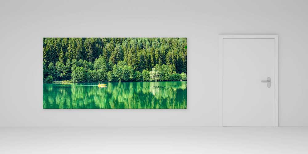 Yeşil Orman Yansımalı Sakin Göl Panorama Büyük Ebatlı Duvar Dekoru 11951