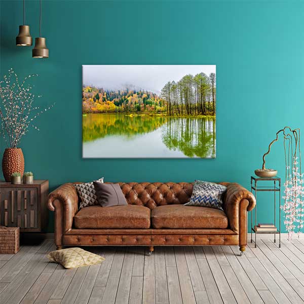 Ağaç Yansımaları ve Sakin Göl Doğa Kanvas Tablo 12114
