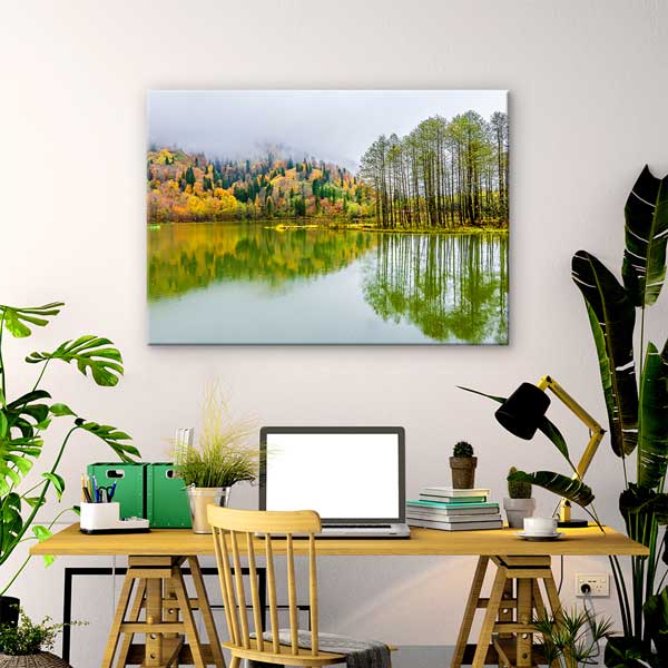 Ağaç Yansımaları ve Sakin Göl Doğa Kanvas Tablo 12114