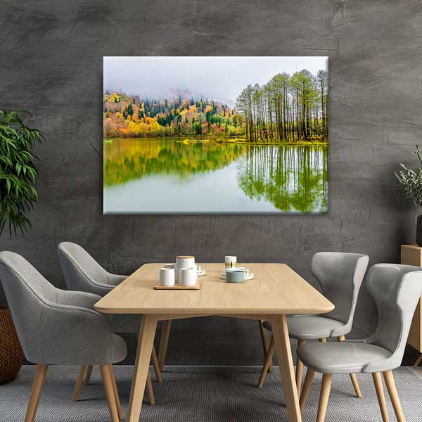 Ağaç Yansımaları ve Sakin Göl Doğa Kanvas Tablo 12114