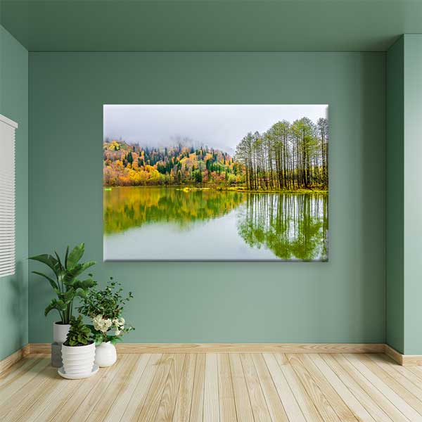 Ağaç Yansımaları ve Sakin Göl Doğa Kanvas Tablo 12114