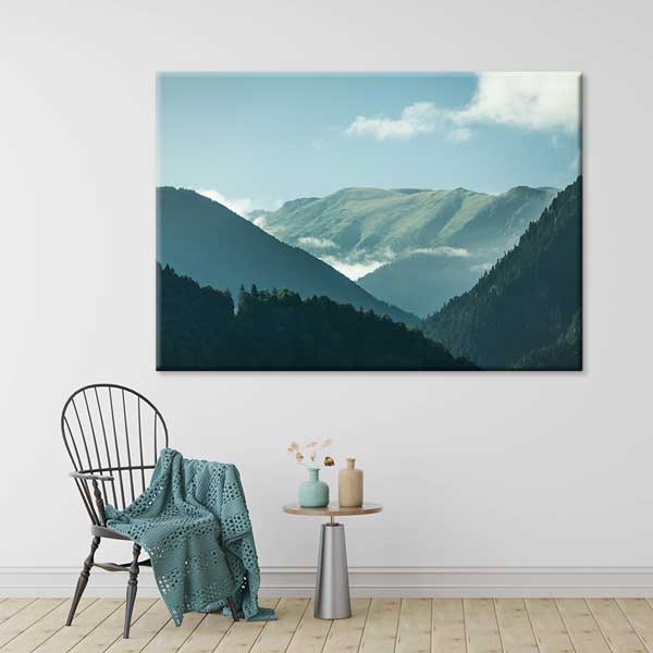 landscape-wall-art-12117-05 Sisli Dağ Vadileri ve Yeşil Yamaçlar Doğa Kanvas Tablo 12117