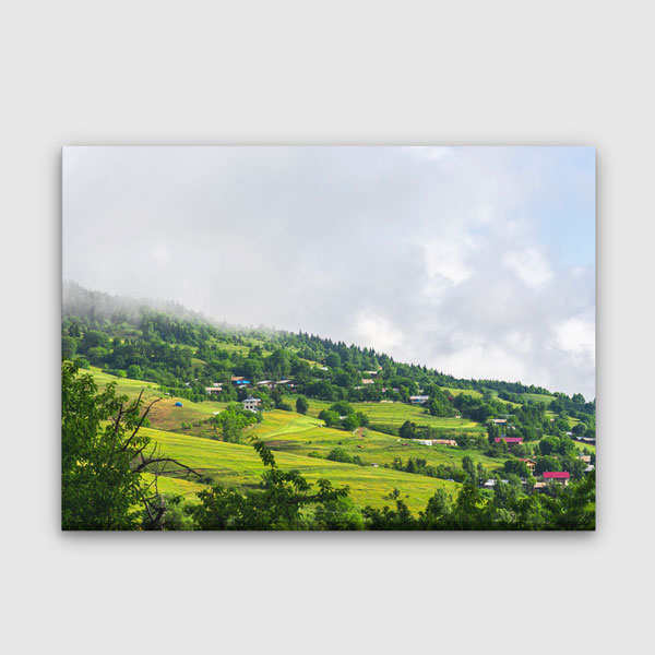 Sisli Yeşil Yamaçlar ve Dağ Köyleri Doğa Kanvas Tablo 12118