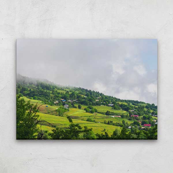 Sisli Yeşil Yamaçlar ve Dağ Köyleri Doğa Kanvas Tablo 12118