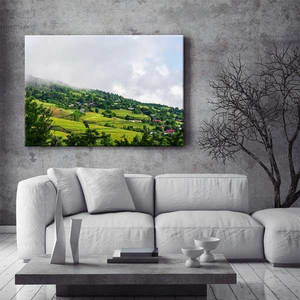 Sisli Yeşil Yamaçlar ve Dağ Köyleri Doğa Kanvas Tablo 12118
