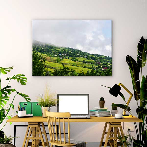 Sisli Yeşil Yamaçlar ve Dağ Köyleri Doğa Kanvas Tablo 12118