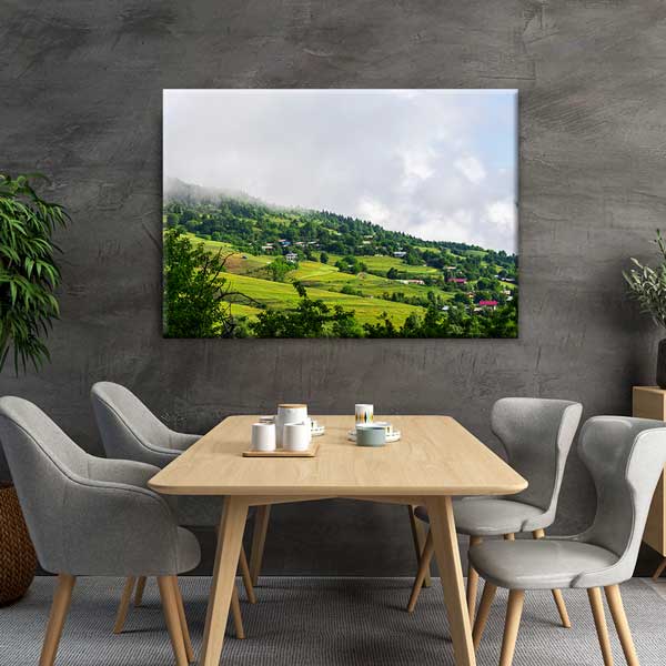 Sisli Yeşil Yamaçlar ve Dağ Köyleri Doğa Kanvas Tablo 12118