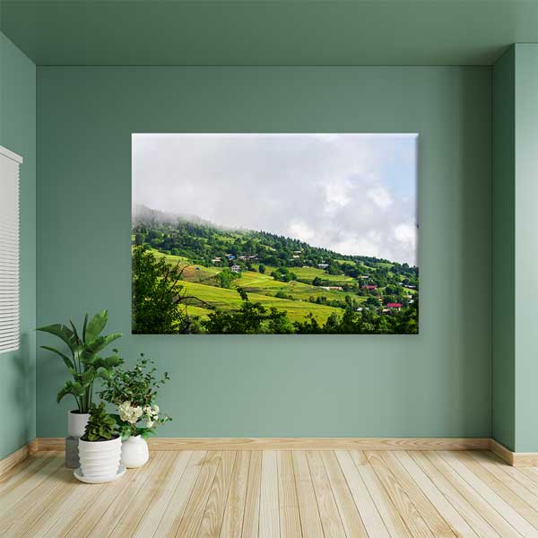 Sisli Yeşil Yamaçlar ve Dağ Köyleri Doğa Kanvas Tablo 12118