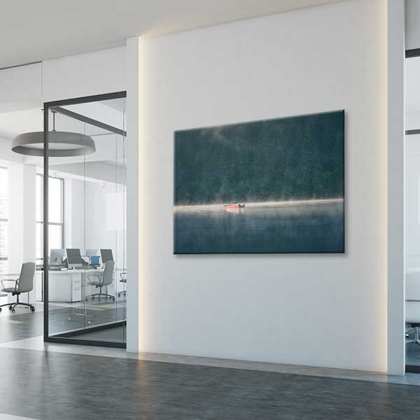 Sisli Göl Üzerinde Kayık Doğa Manzarası Kanvas Tablo 12122