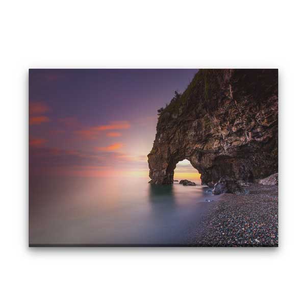 Gün Batımında Kaya Kemerli Sahil Manzarası Kanvas Tablo 12125