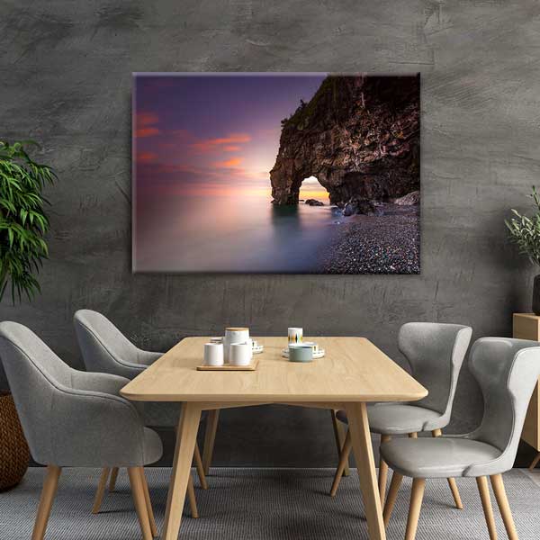 Gün Batımında Kaya Kemerli Sahil Manzarası Kanvas Tablo 12125
