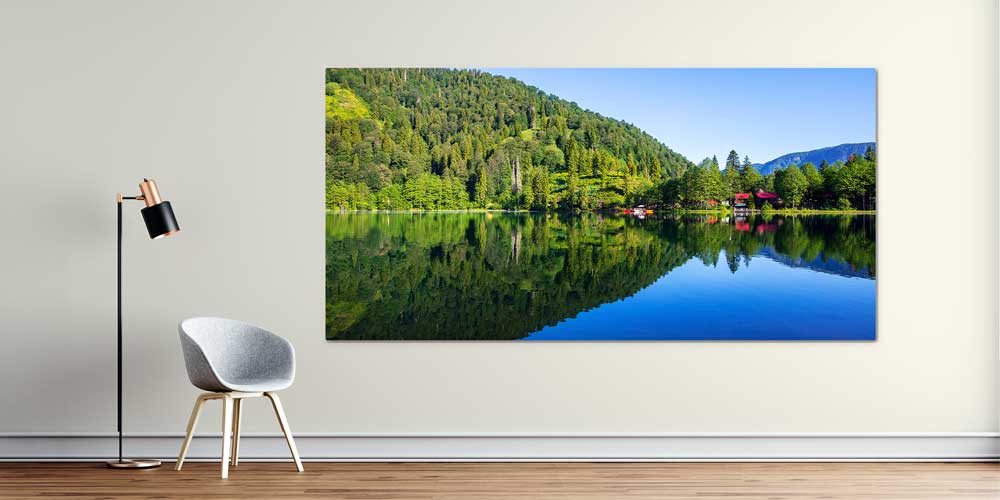 Orman Yansımalı Sakin Göl Panorama Büyük Ebatlı Duvar Dekoru 11956