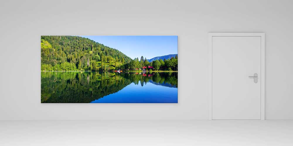 Orman Yansımalı Sakin Göl Panorama Büyük Ebatlı Duvar Dekoru 11956