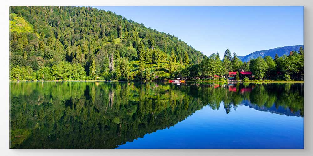 Orman Yansımalı Sakin Göl Panorama Büyük Ebatlı Duvar Dekoru 11956