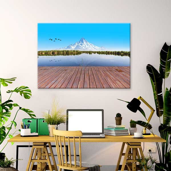 Dağ ve Göl Yansıması Minimal Doğa Manzarası Kanvas Tablo 12103