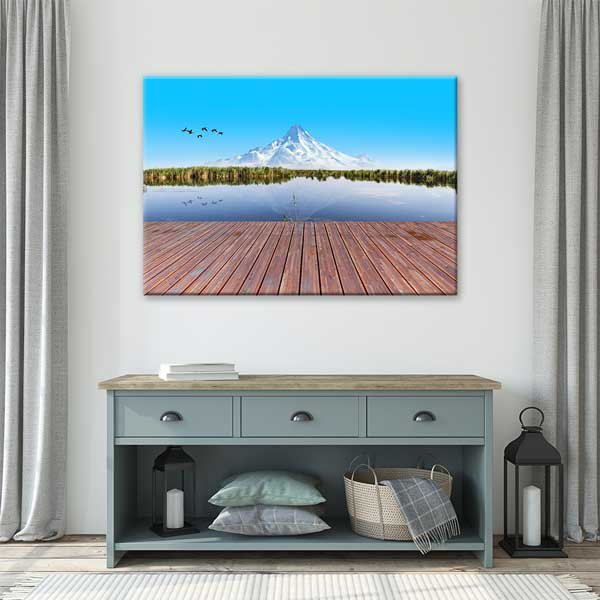 Dağ ve Göl Yansıması Minimal Doğa Manzarası Kanvas Tablo 12103